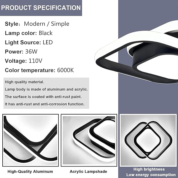 Motion Sensor LED Ceiling Light Indoor, 36W Cool White Mount Motion Activated Light Fixture Modern Flush Mount Ceiling lamp for Closet Laundry Bathroom Hallway Stair Porch Basement. (2pack)
