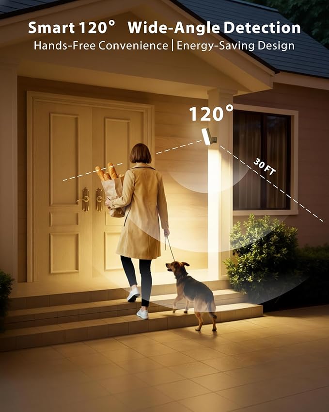 KMSCO Battery Motion Sensor Light Outdoor, Motion-Sensing Security Light with Remote Control, 10000mAh 600 Lumens IP65 Waterproof, Ideal for Porches,Garages,Yards (Black, 1 Pack)