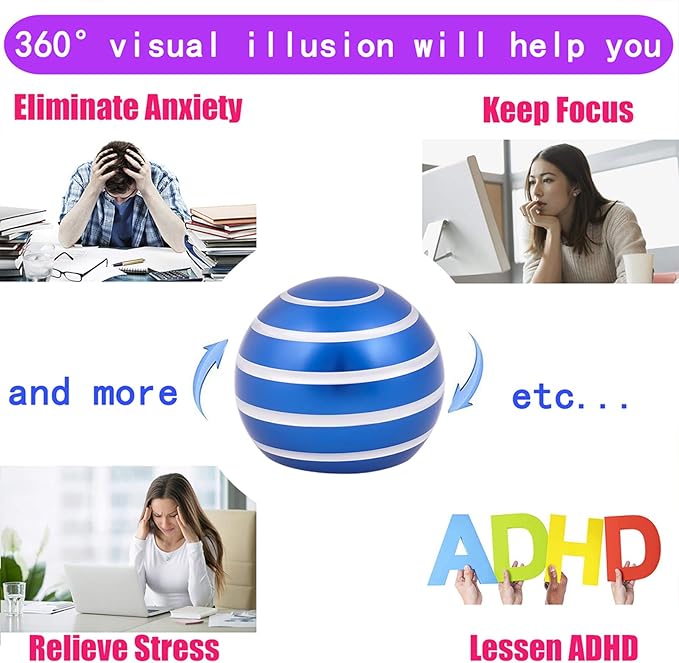 Desk-Kinetic-Toys Cool-Gadgets for Fidget: Cool-Stuff Thing Game Toy for Adult Teen Children Kid, Stress Relief Optical-Illusion Gifts for Office School Home Man Women Christmas Spinning 300 Seconds