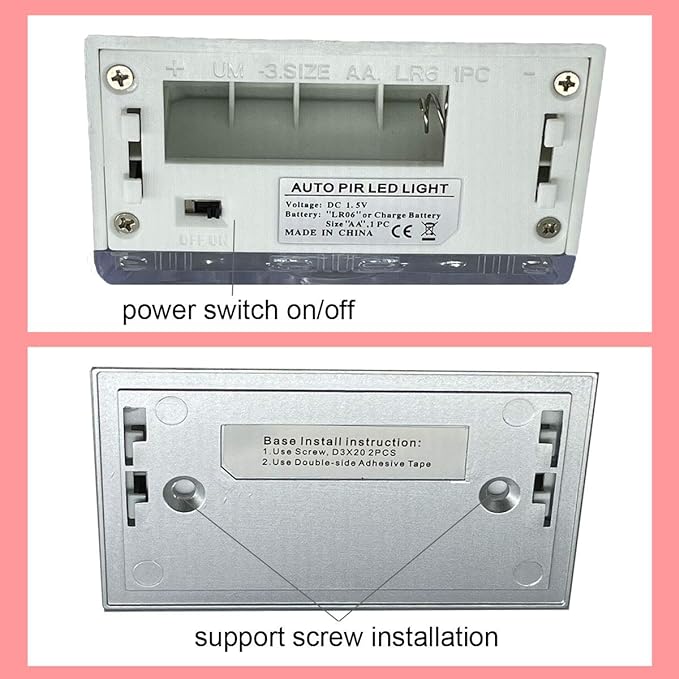 Home Keyhole Infrared PIR Wireless Auto Sensor Motion Detector LED Light lamp for Kitchen Hallway Stairway Silver