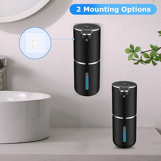 Automatic Soap Dispenser Touchless,Liquid Soap Dispenser with 4 Adjustable Levels,12.8oz USB Rechargeable and Wall Mounted,Smart Hand Soap Dispenser for Bathroom,Kitchen Sink,Dish Soap(Black)