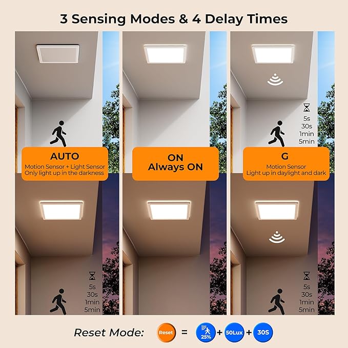 BLNAN Dimmable Motion Sensor LED Ceiling Light with Remote Control, 9 Inch 18W 1800LM Radar Motion Activated Flush Mount Wired Light Fixture for Closet Hallway Laundry Porch Stair, 3000K 4000K 5000K