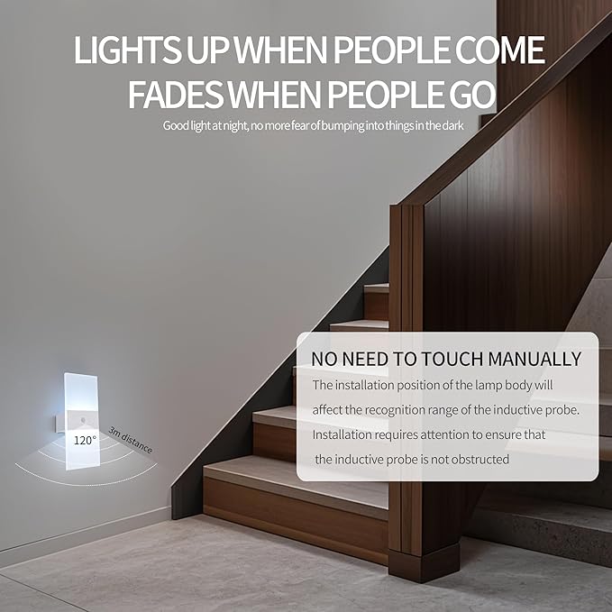 Battery Sconces Wall Decor Set Of 2, Motion Sensor Light Idoor Wireless Dimmable Wall Lamp With button switch, Cold White Magnetic Stick On Lights For Wall,Wall Lights For Bedroom,Hallway,Stair