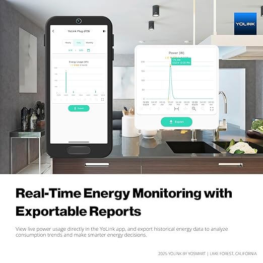 YoLink Smart Energy Plug 15A, 2 Pack, LoRa Control up to 1/4 Mile, High-Power Appliances, Cylce Timer, Real-Time Power Monitor, Overload Protection, Notifications, Alexa, Google , IFTTT, Hub Included
