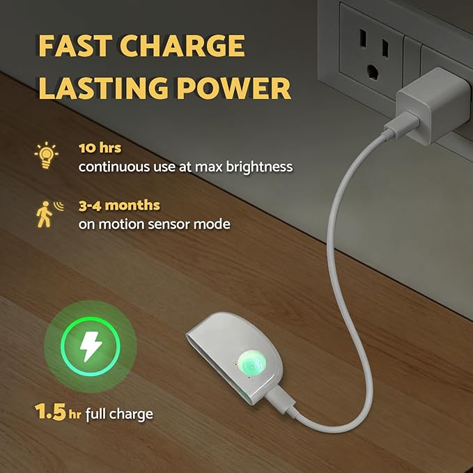 DAZZY DOT Rechargeable Motion Sensor Night Light, Mini Battery Night Light, Warm White Stair Lights Indoor, Ultra-Thin Magnetic Dimmable Stick-On, for Stairs Hallway Bathroom Bedroom, 3 Pack