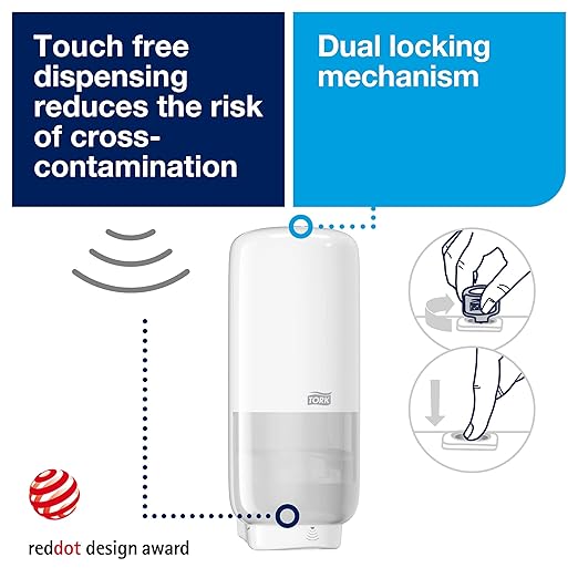 Tork Intuition Sensor Skincare Dispenser White S4, for Hand Soap and Hand Sanitizer, Elevation Range, 571601