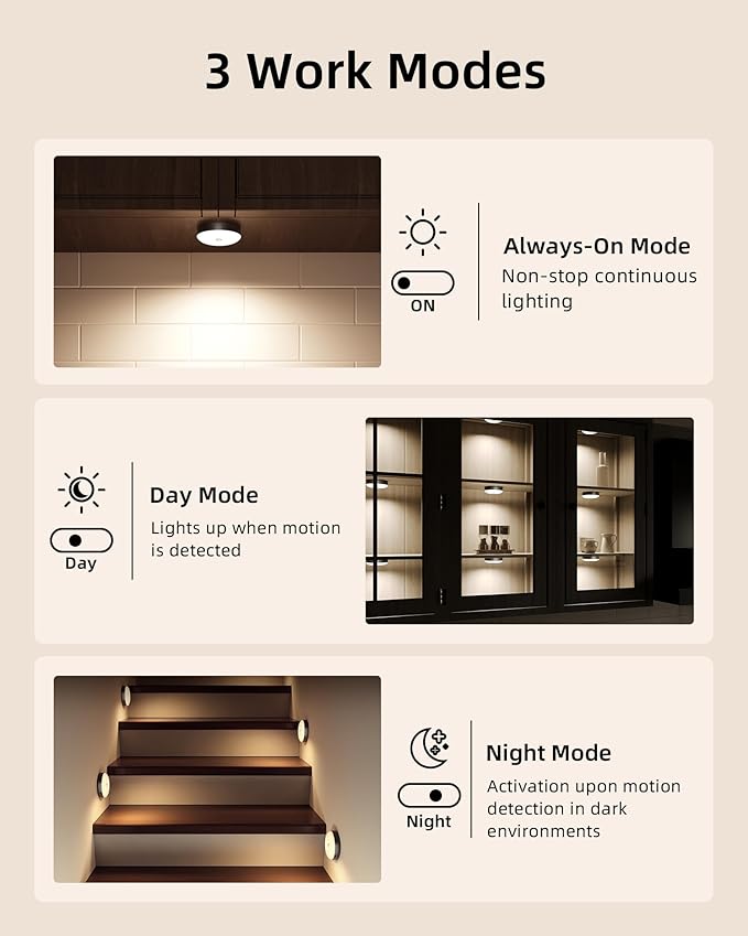 EZVALO Under Cabinet Lighting with Charging Station, 1000mAh Rechargeable Puck Lights with Remote, 3 Color Temps & 12 RGB Closet Lights, Dimmable Motion Sensor Lights for Shelf, Kitchen (6 Packs)