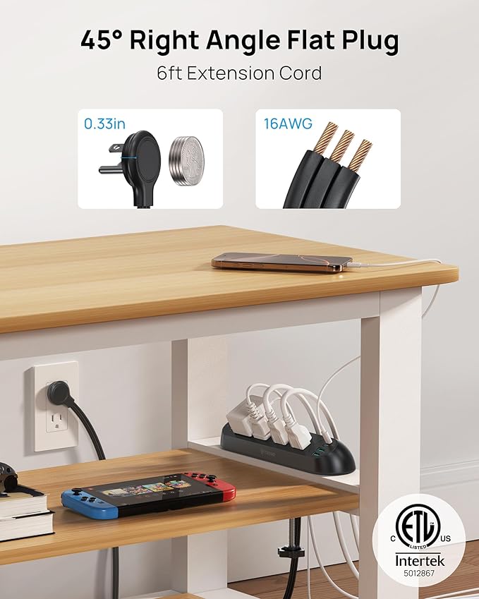 TROND Desk Clamp Power Strip USB C PD 20W- Surge Protector with 4 AC Outlets 4 USB Ports, Flat Plug 6ft Extension Cord, 1700J, ETL Listed, Fits 1.97 in Tabletop Edge, for Home Office Desk Accessories
