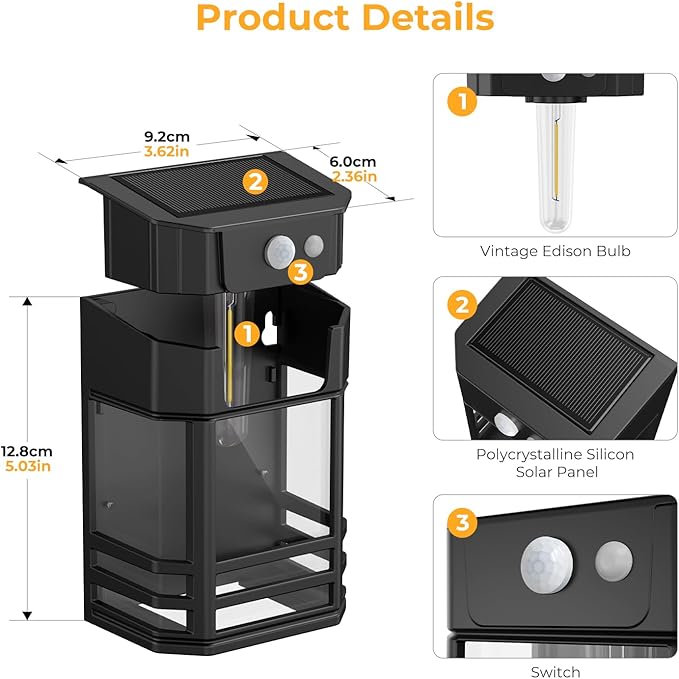 btfarm Solar Fence Lights, 4 Pack Motion Sensor Lights Outdoor, 3 Lighting Modes Dusk to Dawn Solar Deck Lights, IP65 Waterproof for Fence Post Wall Stairs Patio Backyard