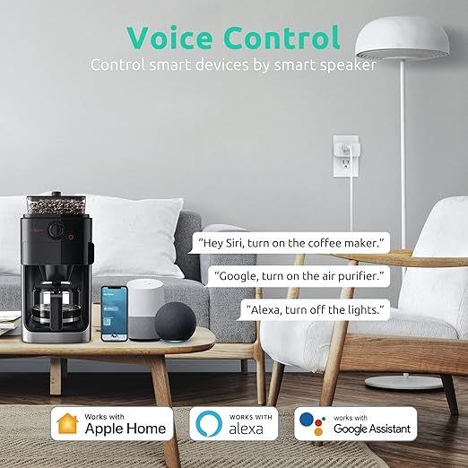 VOCOlinc Homekit Smart Plug Works with Alexa, Apple Home, Google Assistant, WiFi Smart Plug That Work with Alexa, Electrical Timer Outlet Support Siri, No Hub Required, 15A, 2.4GHz, 110～120V 4 Pack