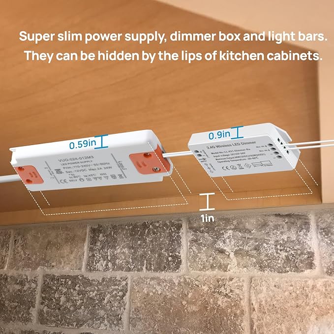 Litever Kitchen Under Cabinet Lights Plug in. Slim. Super Bright. 21W. Dimmable. 1 Remote Controls Multiple Lighting Kits Synchronously. for Kitchen Cabinet Light, Counter Lights, Warm White 3000K.