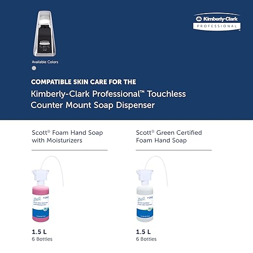 Kimberly-Clark Professional™ Touchless Counter Mount Soap and Hand Sanitizer Dispenser (47604), Chrome, 1.5 L Capacity, 2.12" x 4.25" x 5.56" (Qty 1)