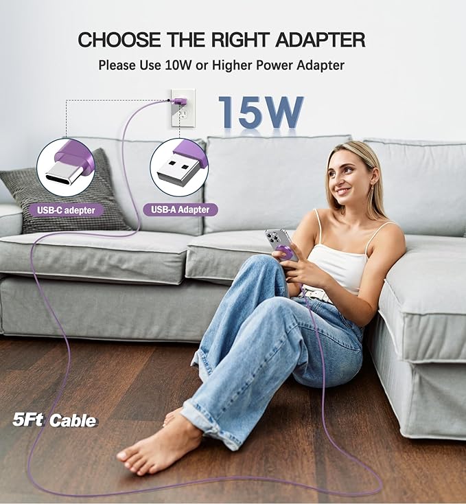 Magnetic Wireless Charger 15W Fast Mag Safe Charger for Cell Phone 16 Pro Max/16 Pro/16 Plus/16/15/14/13/12 Series 2 Pack Charging Pad for AirPods 3/2/Pro 2/Pro Mag-Safe Original Replacement(Purple)
