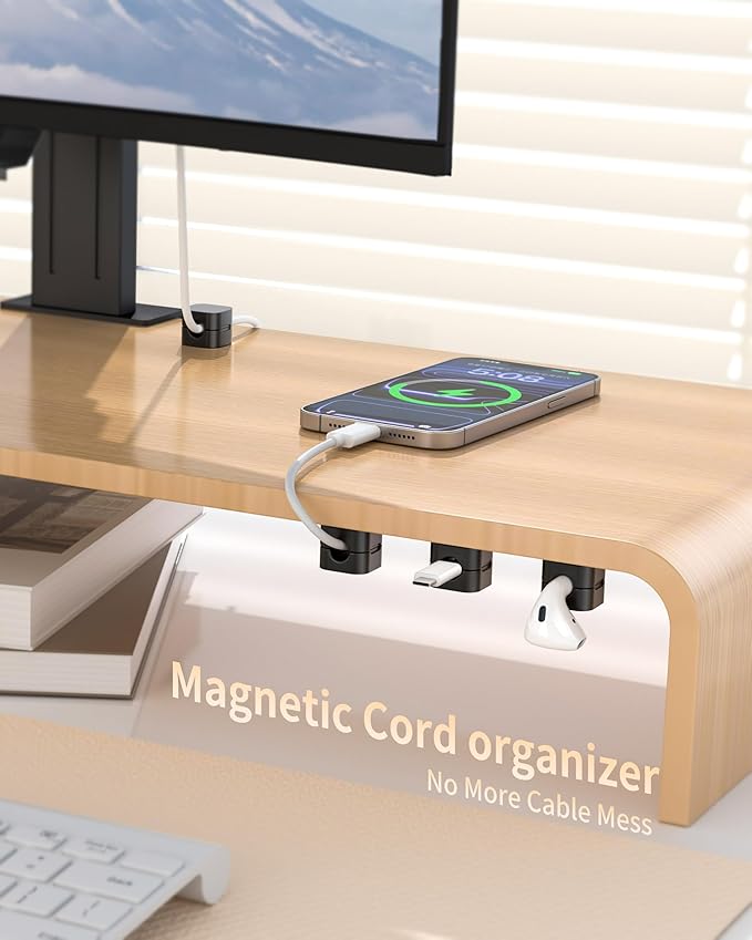 6Pack Cable Organizer Clips, Magnetic Cable Holder (1s Lock), XOVRAETH Strong Adhesive Wire Management for Desk, Nightstand, Living Room, Kitchen, Office, Car(BlackB)