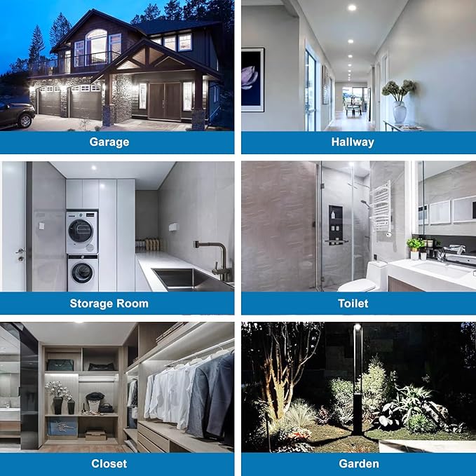 Motion Sensor Light Bulb,Activated Detector Light Bulb Indoor,Dusk to Dawn Security Bulb,13W Equivalent 100W,E26 Base 6000K Daylight,6 Packs