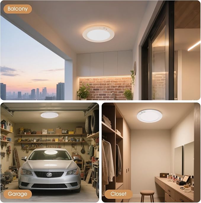 Rechargeable Motion Sensor Ceiling Light with Remote,Magnetic Wireless Ceiling Lights,8000mAh 7.5inch Battery Powered Light for Closet Shower Shed Loft Bathroom Garage cet