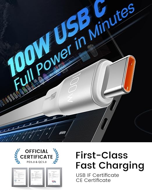 CAFELE 100W Multi Charging Cable, 6-in-1 Retractable USB C/A Cable, 5A Fast Charger Cord for Multiple Devices with Type C/L/Micro Ports for Phone 17 16 15 14 Pro Max, S24/S23, MBook, Pad (3.6ft) White