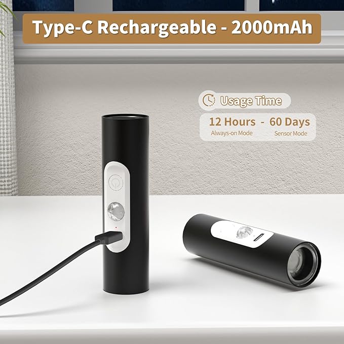 WOBSION Motion Sensor Wall Light with Remote Control, Rechargeable Wireless Wall Sconce, Brightness Adjustable, 3 Color Mode,Indoor Lamp for Hallway, Bedroom,Picture,LED,Black,2 Pack