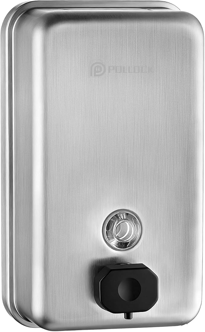 Commercial Soap Dispenser Wall Mounted, 37oz Stainless Steel Hand Soap Dsipenser, Liquid Manual Anti-Leak Pump Soap Dispenser, Rust-Proof Lining Liquid Hand Sanitizer Dispenser for Bathroom