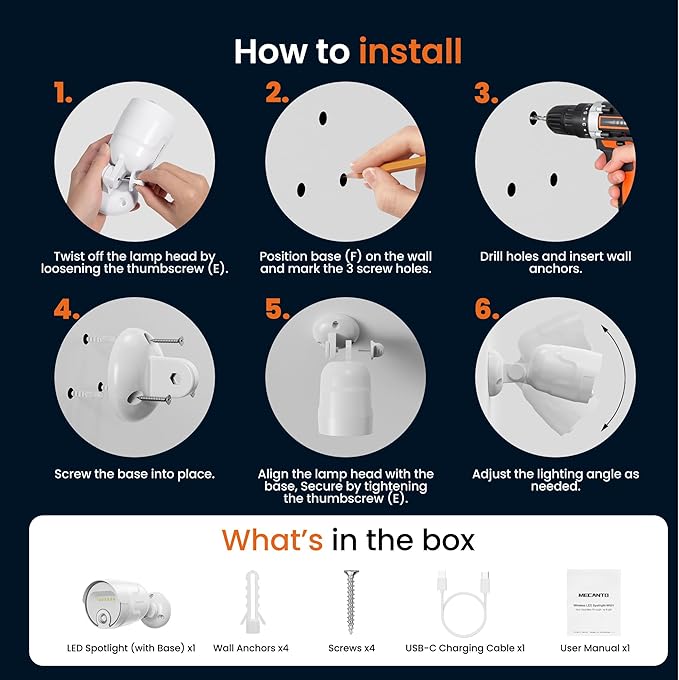 Battery Operated Motion Sensor Light Outdoor, 4000mAh Rechargeable 600 Lumen Battery Powered Spotlight Outdoor Waterproof for Porch, Garage, House (White)