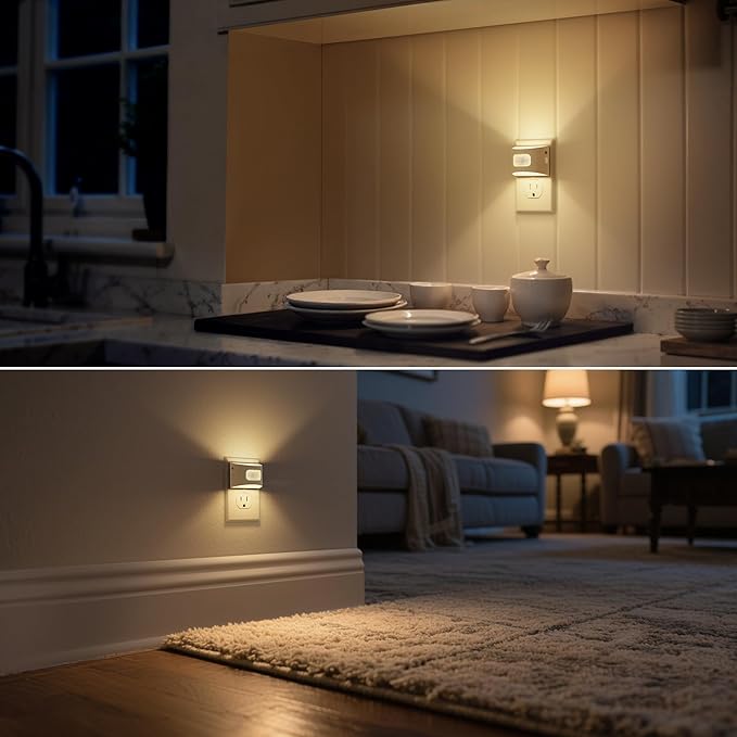 DORESshop LED Night Light[4 Pack], Night Lights Plug into Wall, Plug in Night Light with Motion Sensor, Dusk to Dawn Sensor, Nightlights for Adults, Bedroom, Bathroom, Hallway, White Cover