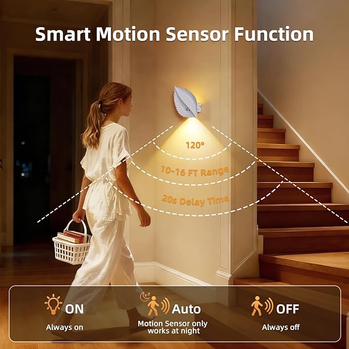 Motion Sensor Wall Light with Remote Control, 10 RGB and 3 Colors Dimmable Wireless Wall Sconces, Rechargeable Wall Sconce for Hallway, Living Room, Stairs, Bedroom (2 Pack)