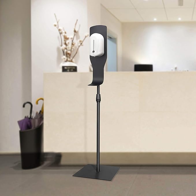 New Star Foodservice 1028928 Freestanding Floorstand for Hand Sanitizer Dispenser, Black, Square