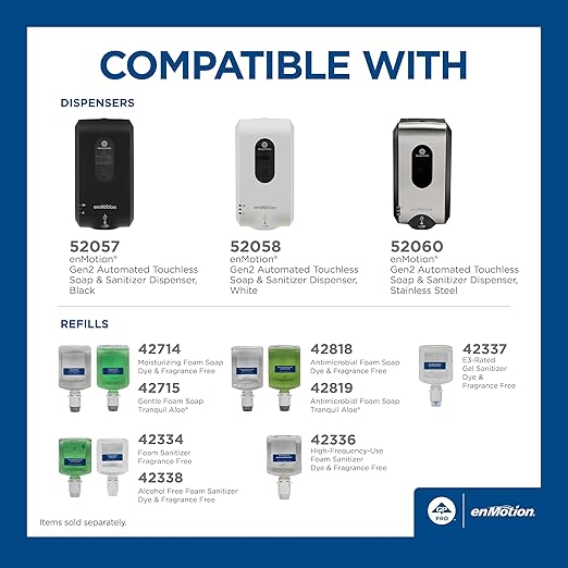 enMotion Georgia‑Pacific (by GP PRO) Gen2 Automated Touchless Soap and Sanitizer Dispenser, White, 52058