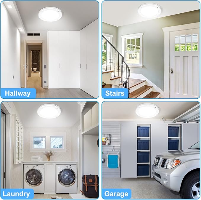 Motion Sensor Ceiling Light 15W 1200LM, ETL Listed, LED Flush Mount Round Lighting Fixture for Stairs, Porches, Closets, Basements, Hallways, Pantries, Laundry Rooms(4000K Cool White)
