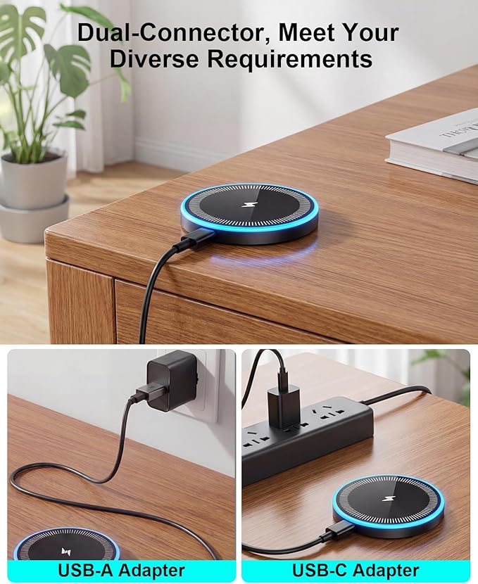 Wireless Charger 2Pack 6FT Samsung Magnetic Wireless Charger Fast Charging Pad with USB-C/A Ports for Samsung Galaxy S26 S25 Ultra/S24 FE/S23 Ultra/S22/S21/Z Google Pixel 9-7, Strong Magnet Technology