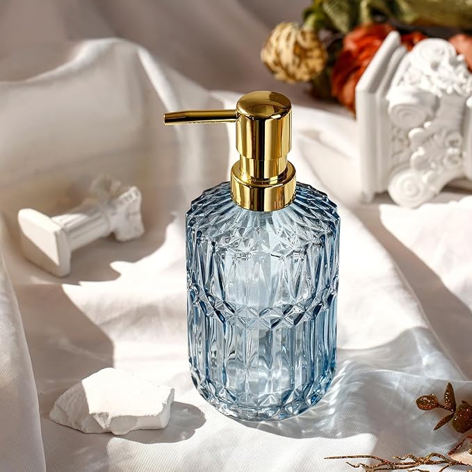 YunNasi Soap Dispenser with Pump, Refillable Liquid Hand Soap Dish Soap Dispensers for Bathroom Counter, Kitchen Sink (Blue)