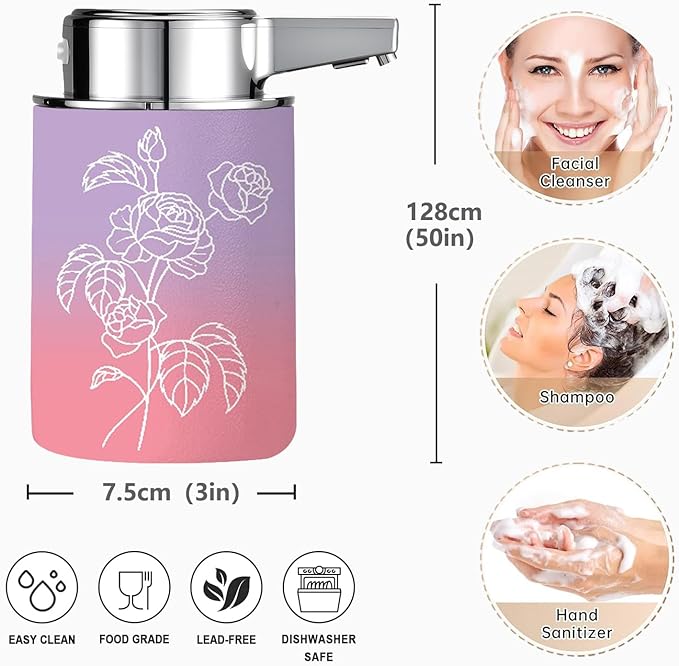 Automatic Soap Dispenser,soap Dispenser Dish soap Dispenser Hand Bathroom Touchless with Infrared Sensor（White Rose）