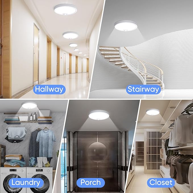 KEPLUG Wired Motion Sensor Ceiling Light Fixture-Motion Sensor Light Indoor 18W/1500LM,Closet Lights Motion Sensored Shower Light for Bathroom Hallway Stair Pantry Porch Garage 3 Color Temperature