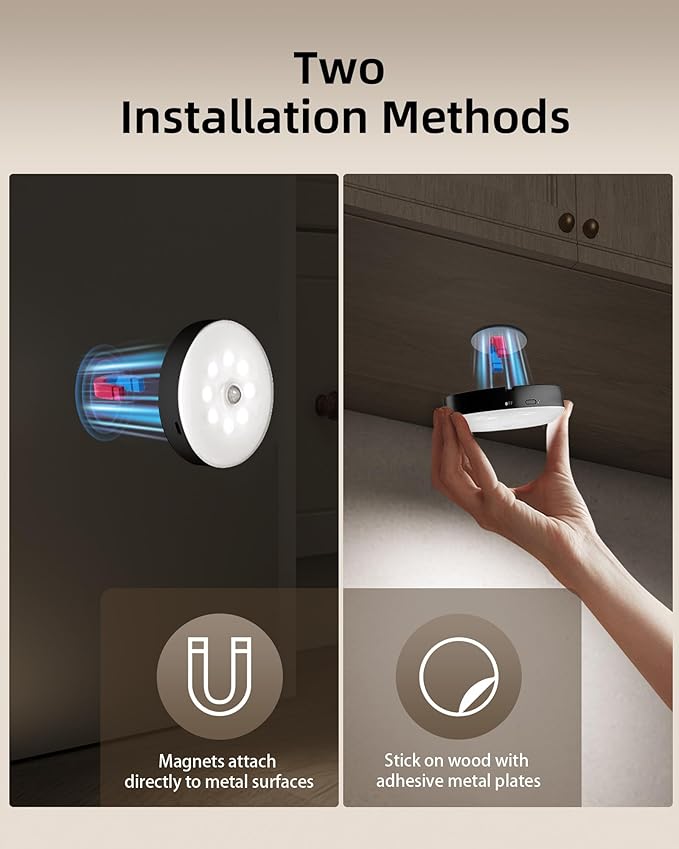 EZVALO Under Cabinet Lighting with Charging Station, 1000mAh Rechargeable Puck Lights with Remote, 3 Color Temps & 12 RGB Closet Lights, Dimmable Motion Sensor Lights for Shelf, Kitchen (3 Packs)