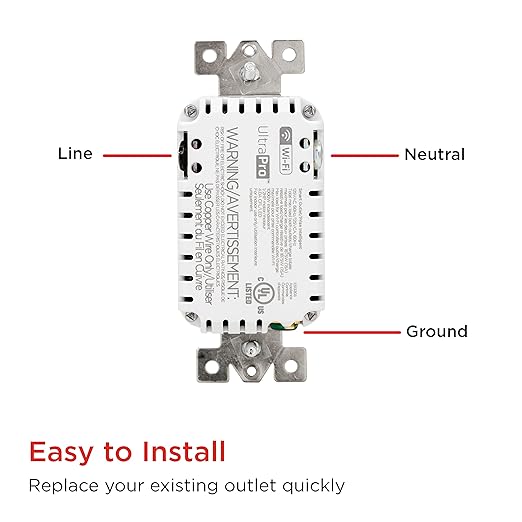 UltraPro In-Wall Smart Outlet, Receptacle, 2.4 GHz Wi-Fi, No Hub Required, Works with Alexa & Google Assistant, Tamper-Resistant, 1 Wi-Fi & 1 Always On Outlet, Simple Setup, Easy-To-Use-App, 51400