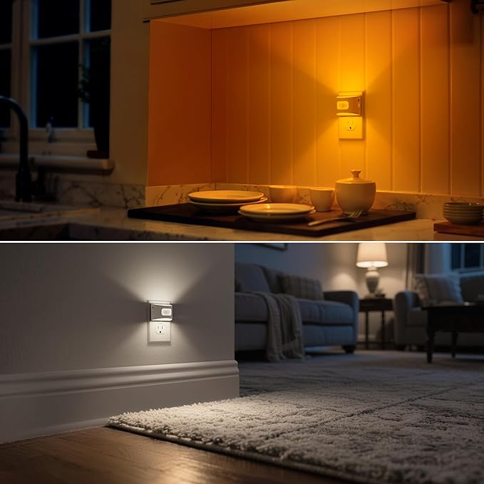 DORESshop LED Night Light[4 Pack], Night Lights Plug into Wall, 3 Color Temperatures Plug in Night Light with Motion Sensor, Dusk to Dawn Sensor, Nightlights for Adults, Bedroom, 3CCT, White Cover