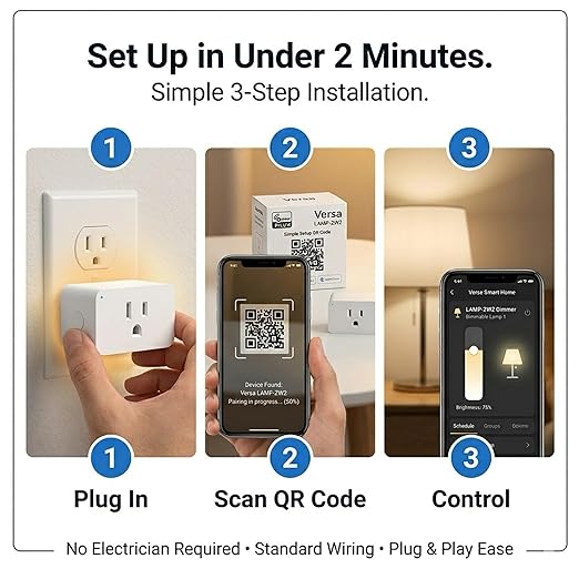 Z-Wave 800 Plug-in Smart Dimmer — Lamp Module for Table & Floor Lamps, 1,300 ft Long Range, Works with Alexa (via Z-Wave Hub), SmartThings, Hubitat, Home Assistant — 200W, S2 Security