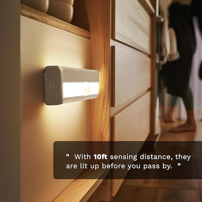 6 Pack Motion Sensor Lights, 10 LED Closet Battery Operated Lights, Stick-On Anywhere Magnetic Night Light Bar, Led Safe Light Indoor for Closet Stairs Wardrobe Under Cabinet