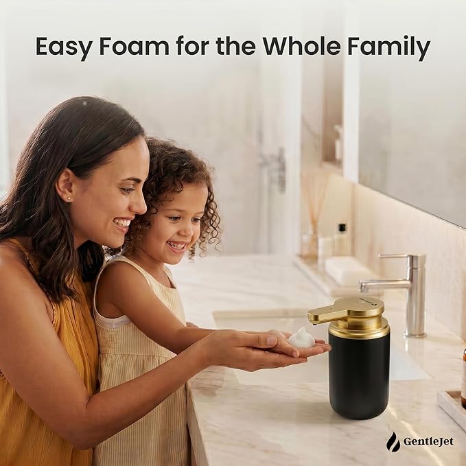 GentleJet SimpleFoam Automatic Foaming Soap Dispenser Touchless Sensor, USB-C Rechargeable, IPX5 Waterproof, Dual Output for Bathroom Kitchen Sink, ABS Compact Design