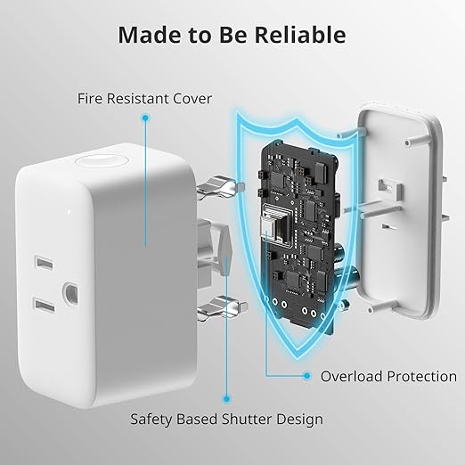 SwitchBot Smart Plug Mini, 15A Energy Monitoring, WiFi & Bluetooth Outlet, Compatible with Alexa, Google Assistant, Home Assistant, App Control, Timer Function, No Hub Required, Compact Design