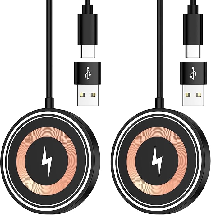 Samsung S26 Ultra Wireless Charger Fast Charging Pad Magnetic Charger for Samsung Galaxy S26 Plus/S25 Ultra/S24/S23/S22/2Pack 15W Fast Magsafe Charger Pad with USB A Adapter for iPhone 17 Pro/16/15/14