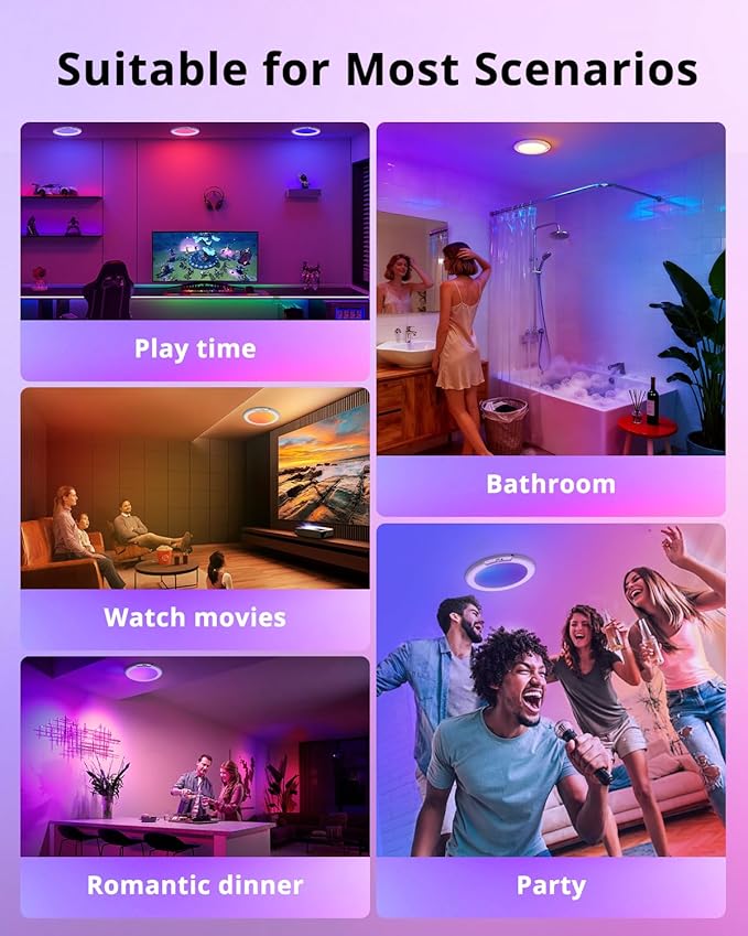 wowatt Rechargeable Shower Light with Remote, RGB Colors Changing & White Light for Shower, Shower Lights for Inside Shower with Motion Sensor, IP44 Waterproof Lights for Shower Closet Bedroom