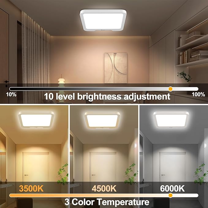OSIDEN Rechargeable Motion Sensor Ceiling Light Wireless Magnetic Closet Light with Remote 3 Color Dimmable Battery Operated Ceiling Lights for Pantry Shed Hallway Porch Garage Stairs Shower