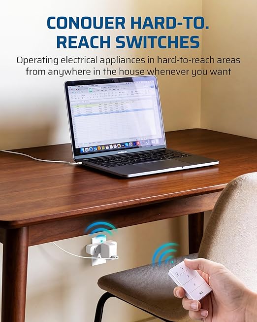DEWENWILS Remote Control Outlet with 3 Independent Control Sockets, Compact Wireless Remote Outlet Switch Plug, 100FT Range, 15A/1875W, Battery Included, White