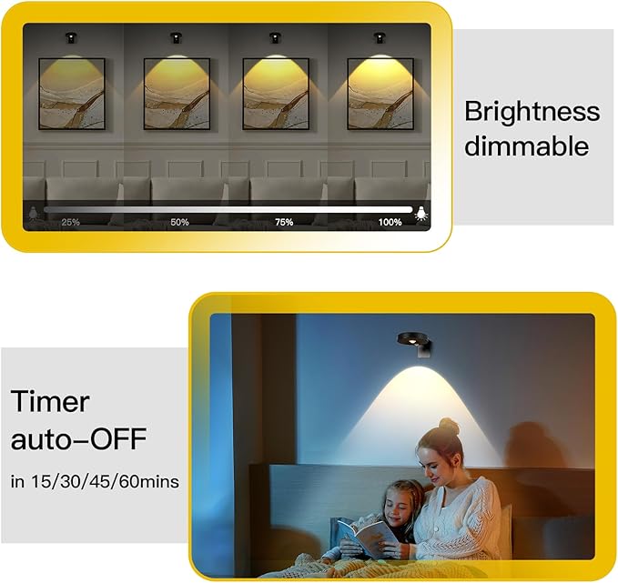 3pack Battery Picture Lights for Wall ,Painting Light Rechargeable with Remote&Motion Sensor 2in1,Wireless Display Art Light Dimmable,Led Accent Wall Light Highlight Picture with 3 CCT for Gallery
