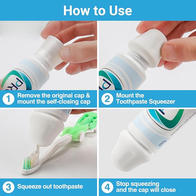 Self-Closing XXL Toothpaste Caps – 3 Pack – 19 mm Inner Diameter – Fits Large Sensodyne Pronamel & Wide-Neck Tubes Only (Check Size Guide) – Food-Grade Silicone, BPA-Free