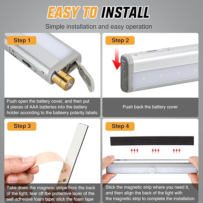 Nilight RV Step Lights 2PCS Motion Sensor Activated LED Bar RV Exterior Lights Battery Operated Wireless Magnetic Stick Strip Lighting for Motorhome Travel Trailers Camper Under Cabinet Step Tent
