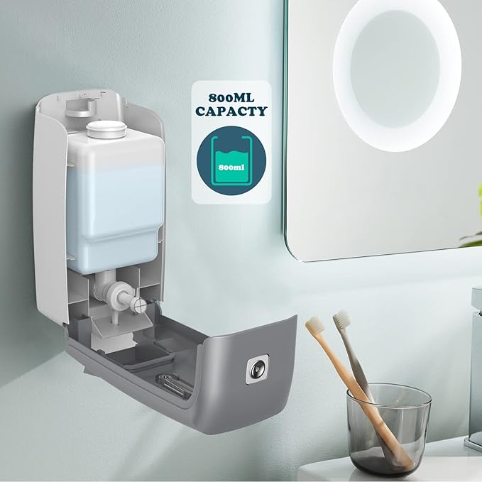 interhasa! Soap Dispenser Wall Mount Refillable 28oz Hand Sanitizer Dispenser Commercial Hand Soap Dispenser for Bathroom Support Liquid Gel Soap