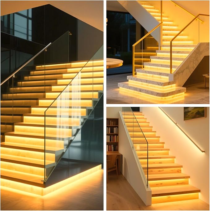 Smart Motion Sensor Stair Light for Indoor, No Wiring Required 40 inches Long COB LED Stair Lights Indoor with Remote Controller (Warm White 3000K, 20 Stairs)