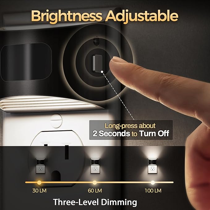 DORESshop LED Night Light[4 Pack], Night Lights Plug into Wall, 3 Mode Plug in Night Light with Motion Sensor, Dusk to Dawn Sensor, 5000K Daylight White, Nightlights for Adults, Bedroom, Hallway